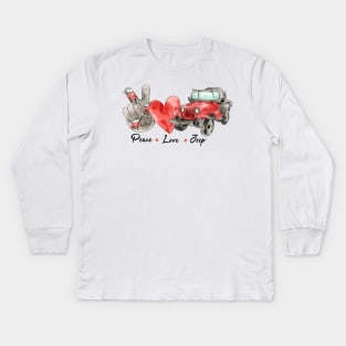 Peace love jeep Kids Long Sleeve T-Shirt